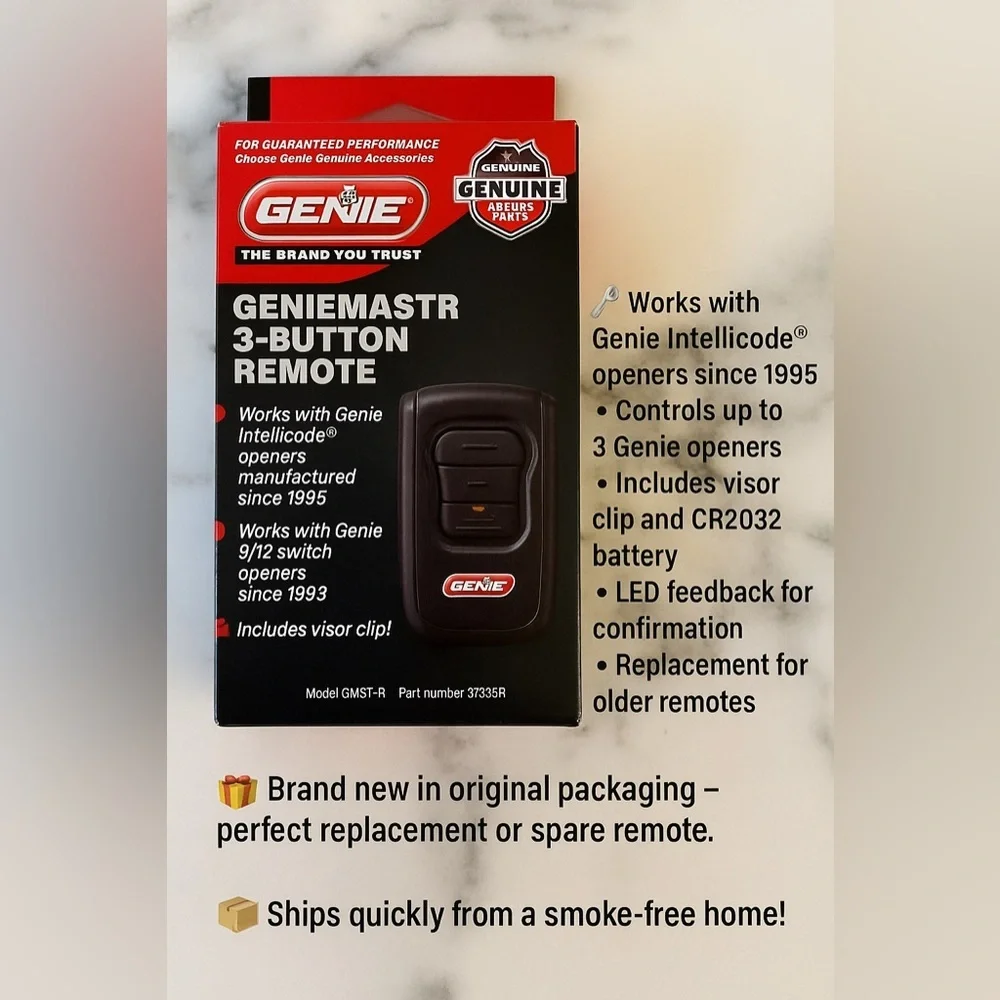 🔧 NIB GenieMaster 3-Button Garage Door Opener Remote GM3T-R | Genie Intellicode - Picture 1 of 6